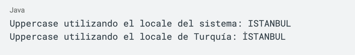 El resultado es distinto dependiendo del Locale utilizado. 