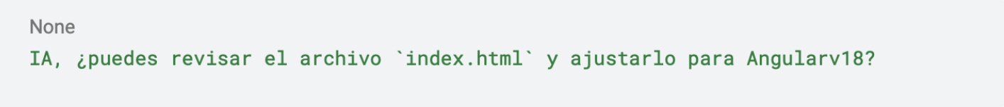El archivo index.html es el punto de entrada de tu aplicación, y en la migración a Angularv18