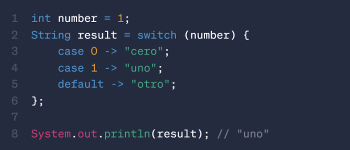 Ejemplo switch básico en Java 17+: