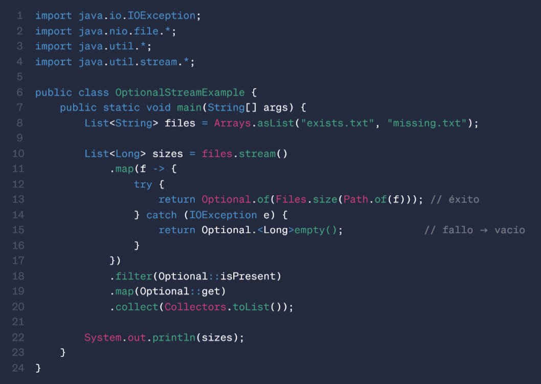 Ejemplo en Java Clásico (IOException en un stream)