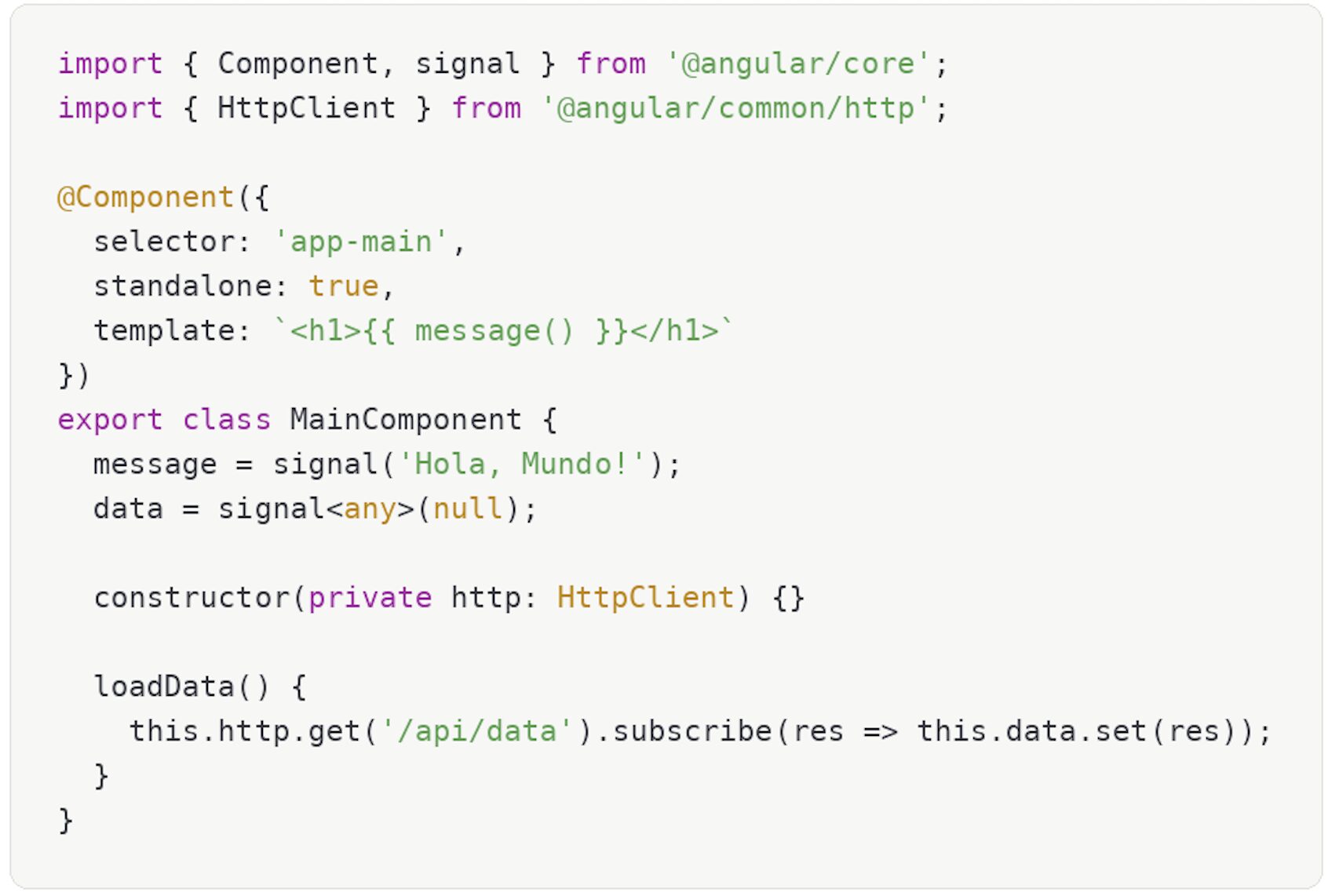 Código generado (Angular 18): 