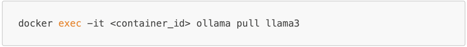 Esto expone Ollama en localhost:11434 y persiste los modelos en un volumen. Para descargar modelos
dentro del contenedor: